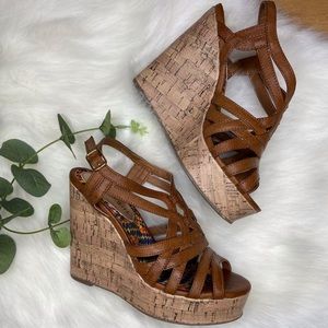 Madden Girl. Brown Sandal Wedges. Size 6